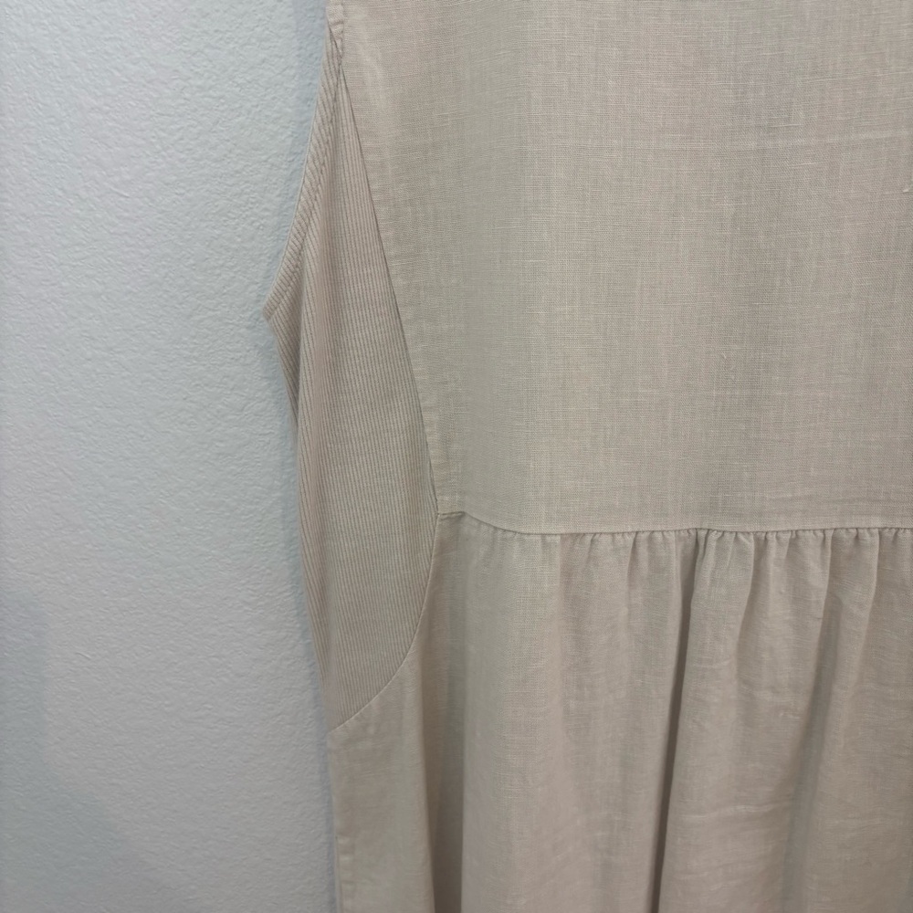 Terzo Millennio Linen Blend Coastal Shift Dress | Made in Italy Size M, Neutral - Picture 9 of 13